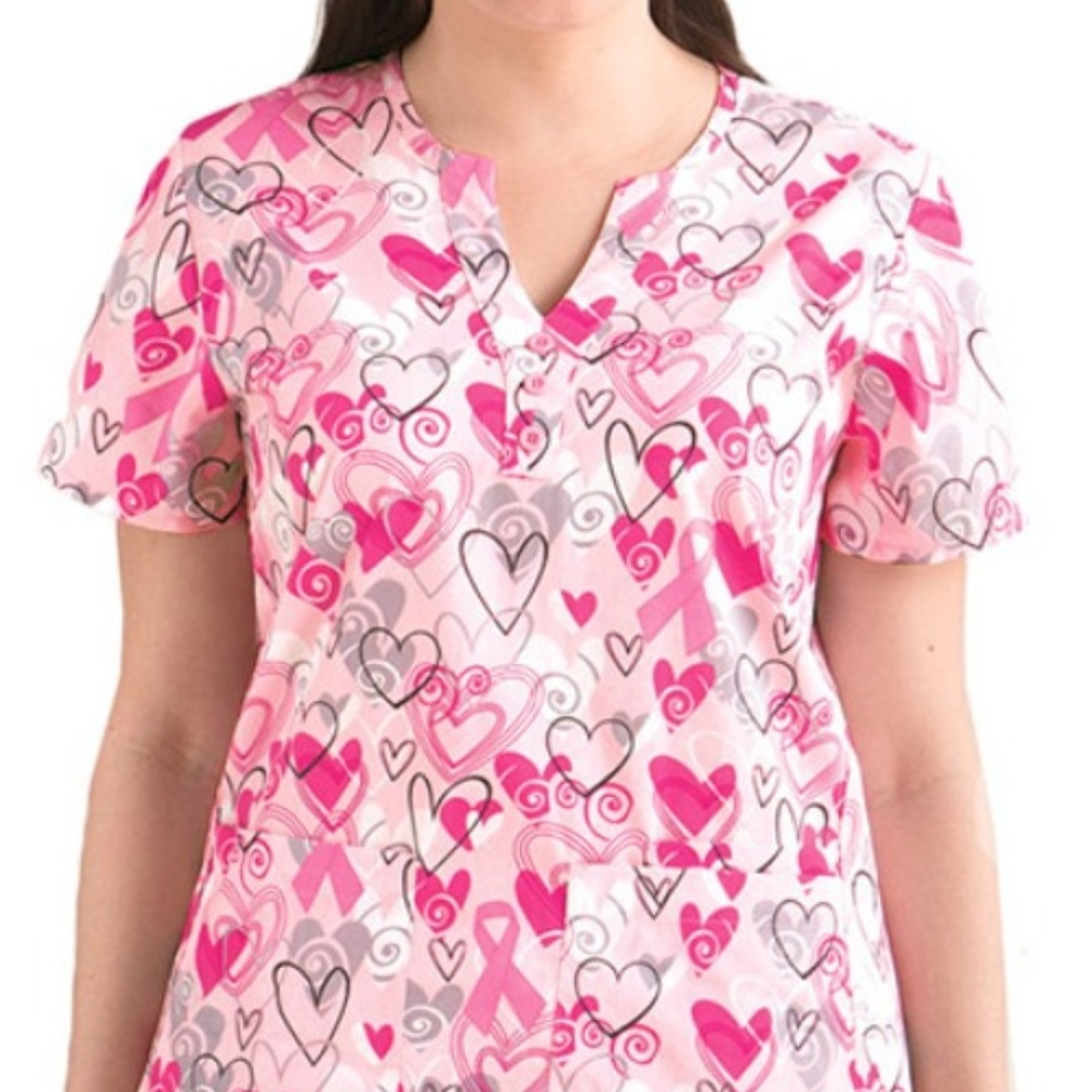 Barco Medical Uniform Scrub Top Heart Print